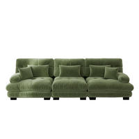 3-SITZER SOFA Chenille Grün mit Kissen - Grün, Textil (313/81/77cm) - WISHDOR
