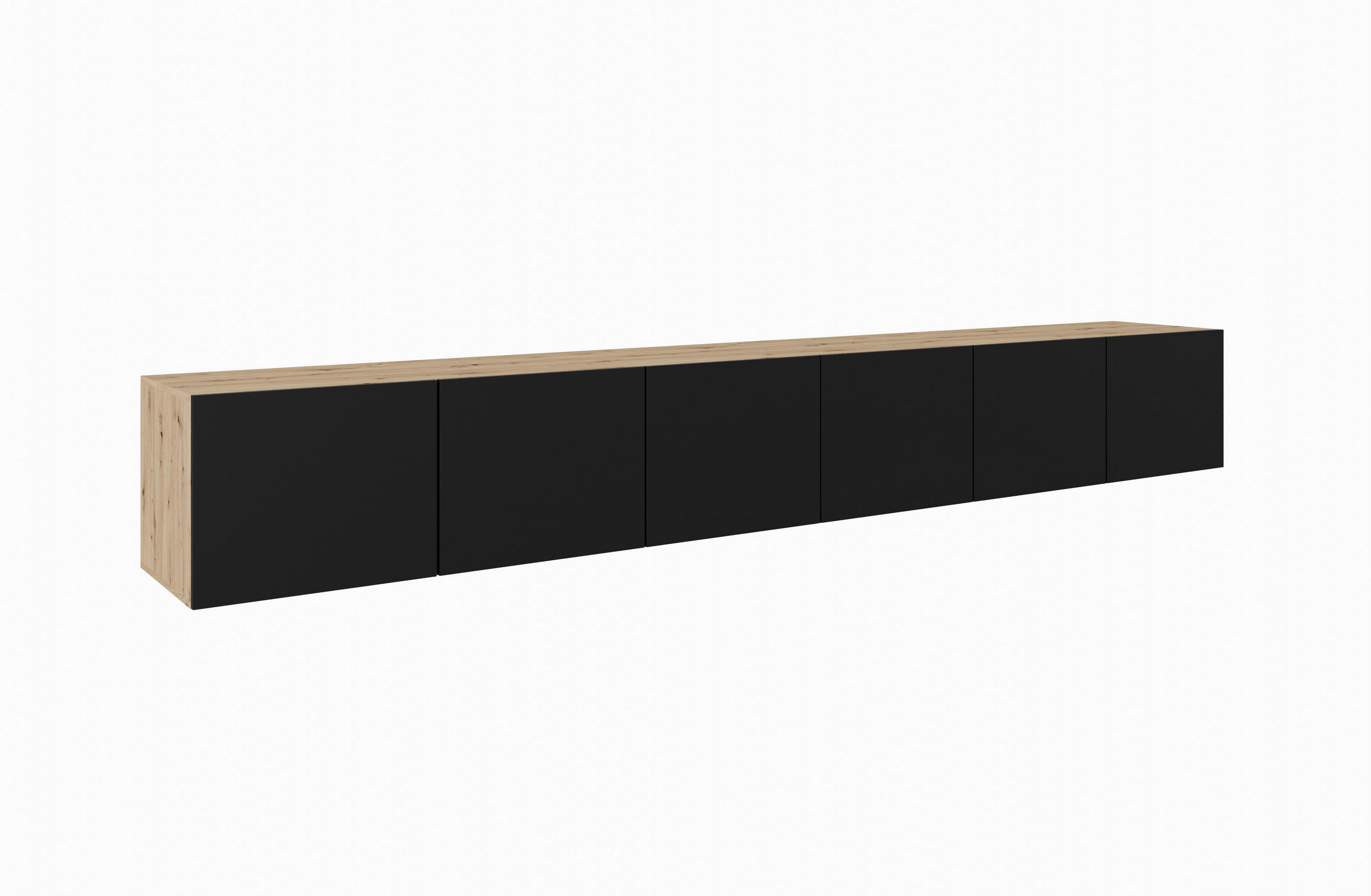 Meblini Tv-Schrank Eiche Artisan, Schwarz 300x41x40 cm
