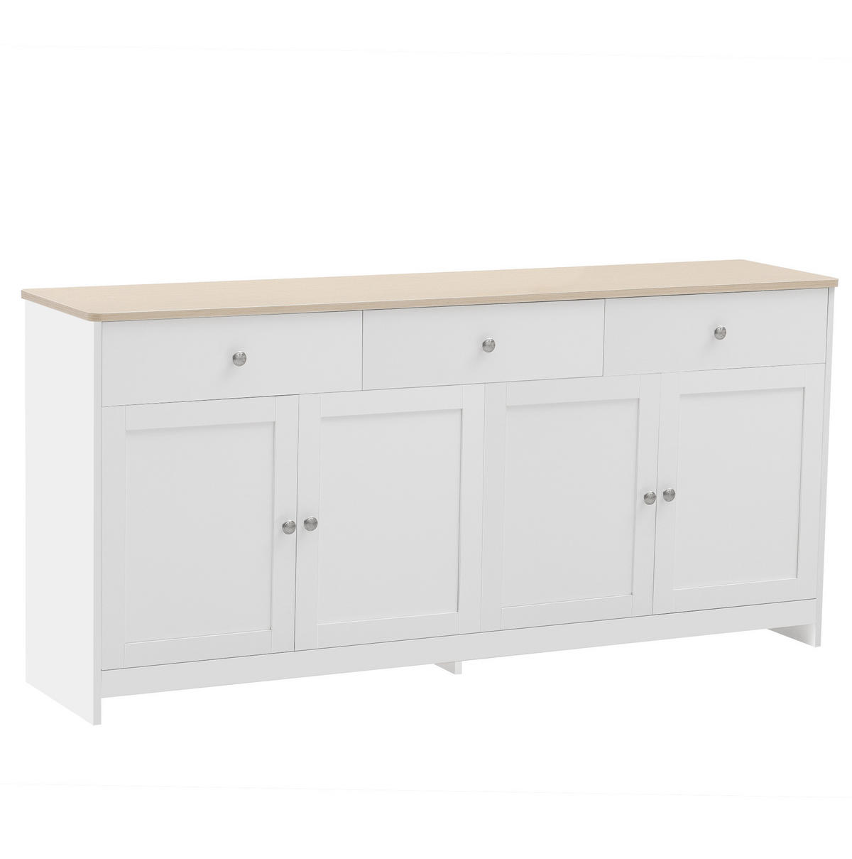 SIDEBOARD 160/37/75 cm mit 4 Türen & 3 Schubladen im Landhausstil - Weiß, Holzwerkstoff (160/75/37cm) - BEAOK