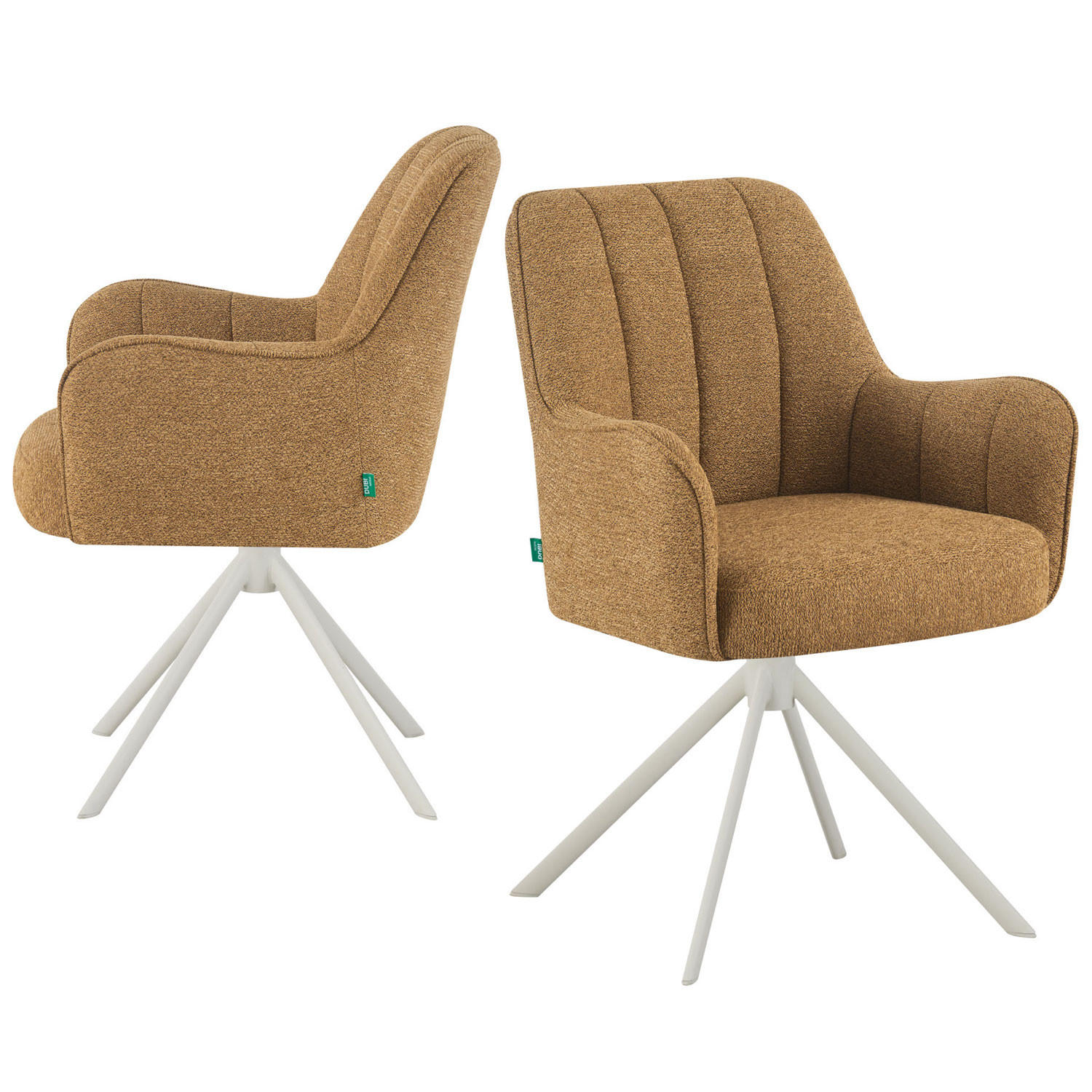ESSZIMMERSTUHL THOMAS-ZURI 2er-Set 360°drehbar - Gelb/Weiß, Textil/Metall (58/88/62cm) - DUBI Möbel