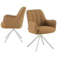 ESSZIMMERSTUHL THOMAS-ZURI 2er-Set 360°drehbar - Gelb/Weiß, Textil/Metall (58/88/62cm) - DUBI Möbel