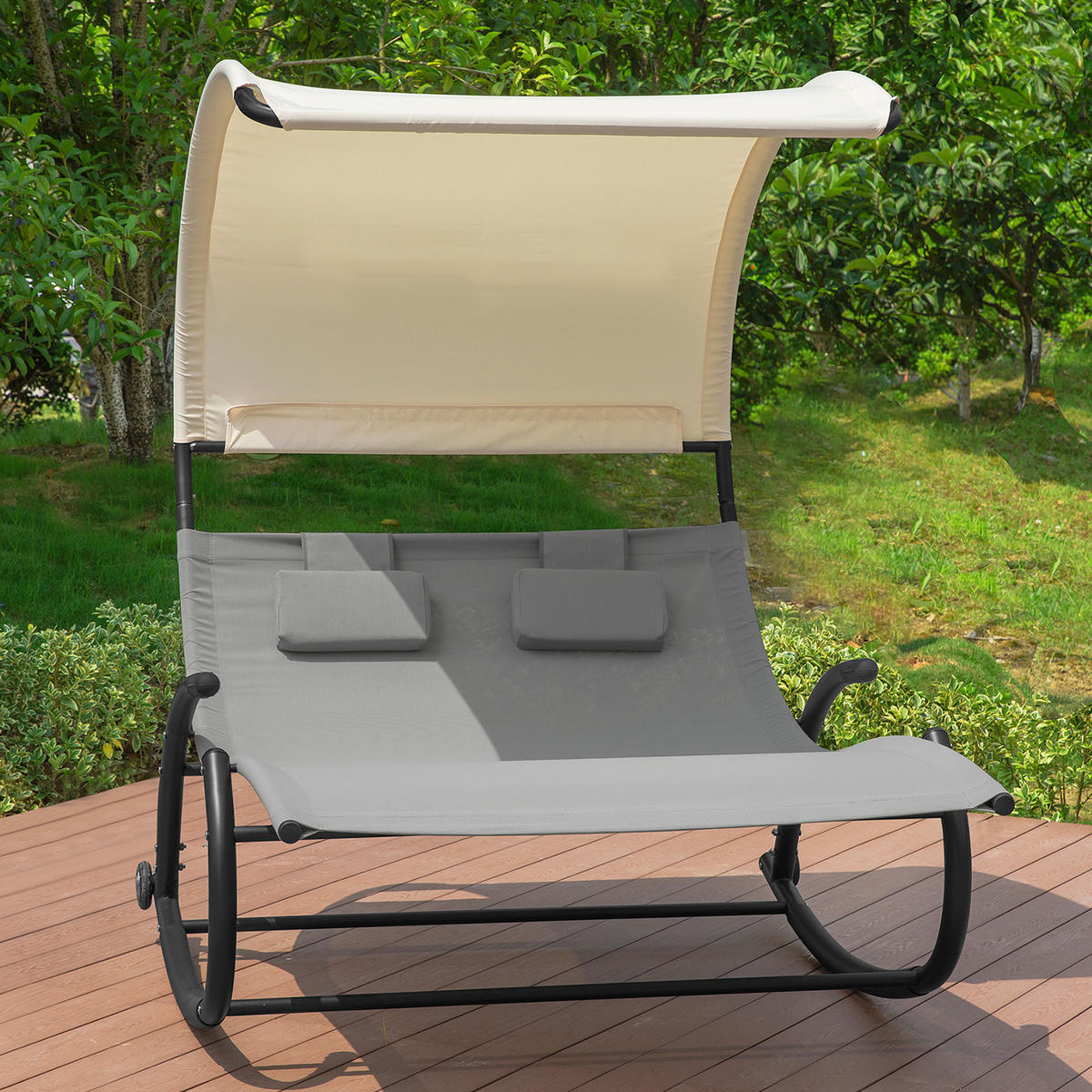 SCHAUKELLIEGE Grau - Beige/Grau, Metall (140/180/184cm) - SoBuy