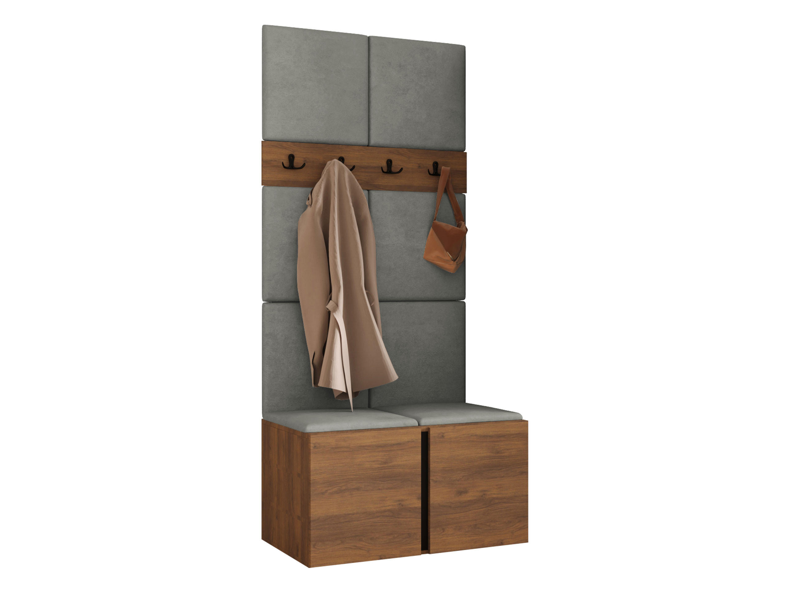 Mirjan24 Garderoben-Set Nussbaum, Grau 84x186x46 cm