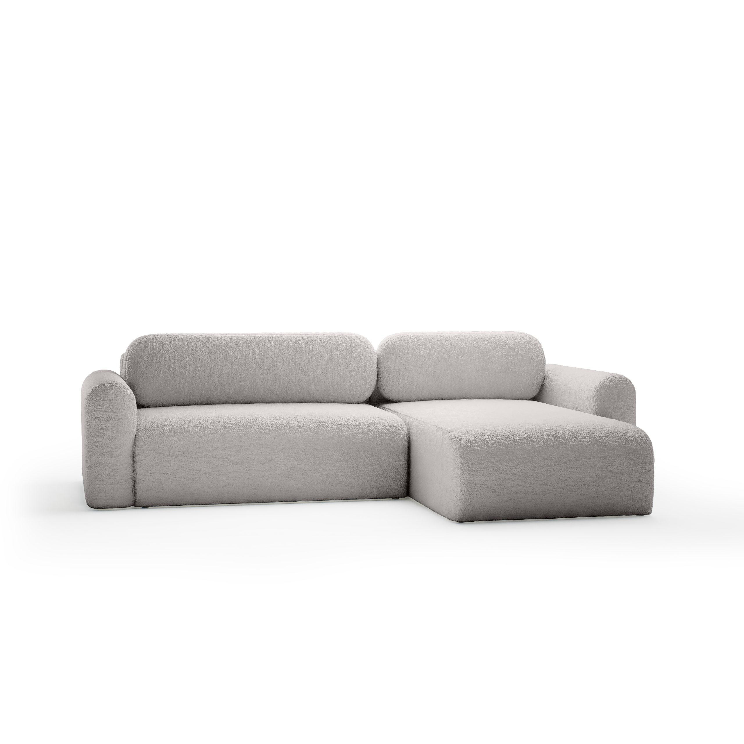 ECKSOFA mit Schlaffunktion Thekla, Hellgrau - Hellgrau, Textil (286/100cm) - Fedve