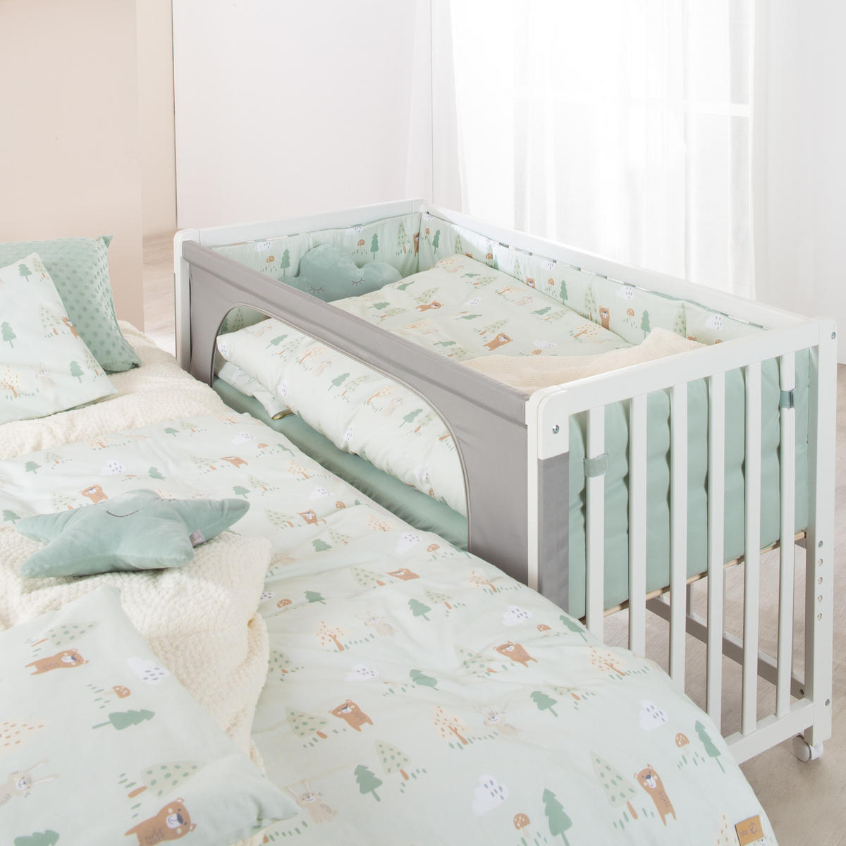 BABYBETT Woodland Buddies 5er-Set 60 x 120 cm - Weiß, Holzwerkstoff/Textil (60/120cm) - Roba