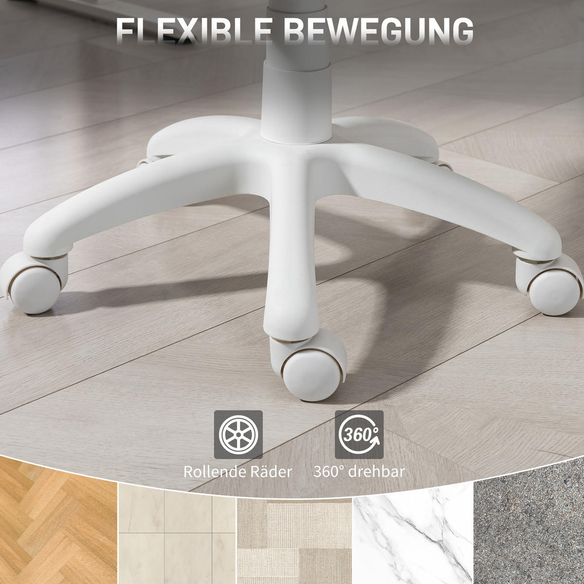 BÜROSTUHL Ergonomischer Schreibtischstuhl mit C-förmiger Rückenstütze, Blau - Blau/Weiß, Kunststoff/Textil (53/89/59.5cm) - HOMCOM