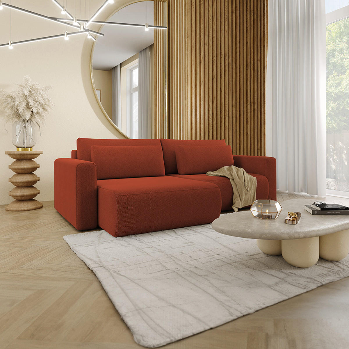 ECKSOFA Evy 3 Sitzplätze Orange - Orange, Holz (240/149cm) - Petits-meubles