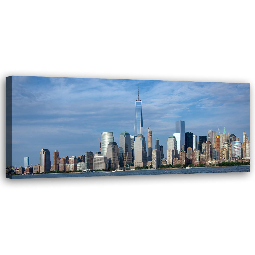 WANDBILD manhattan new york - Blau, Textil (90/30cm) - Feeby