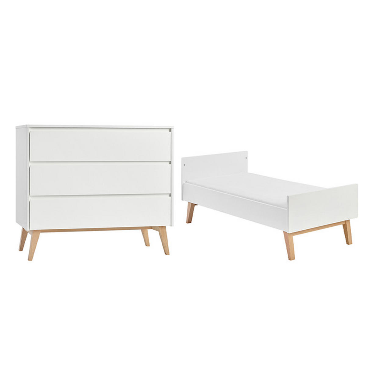 POKOJ PRO MIMINKO 2DÍLNÝ Bílá a dřevo - bílá, kompozitní dřevo (144/89/76cm) - Petits-meubles