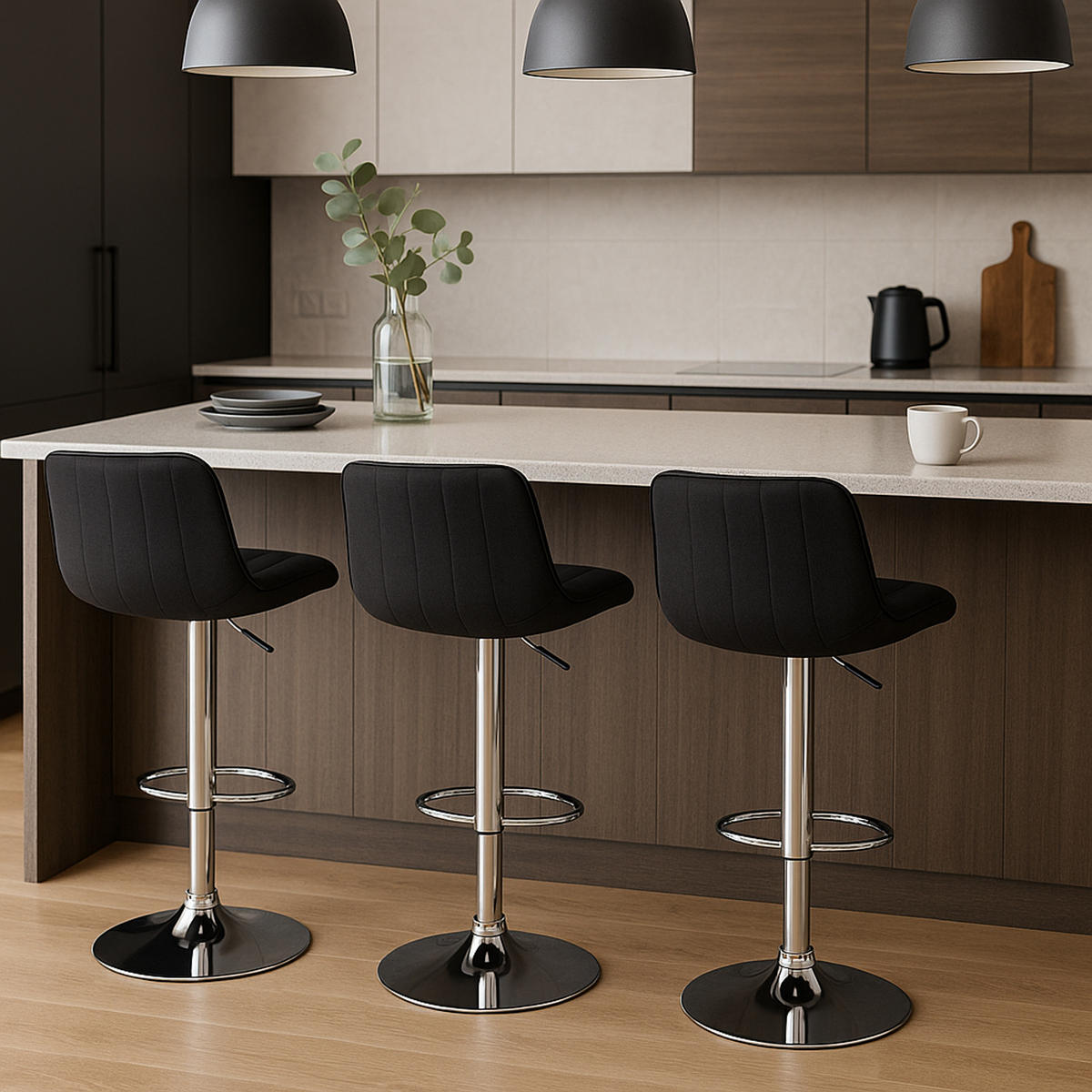 BARHOCKER Lento Gestell Metall in Chromoptik Stoff Schwarz - Chromfarben/Schwarz, Textil/Metall (50/108/50cm) - TPFLiving