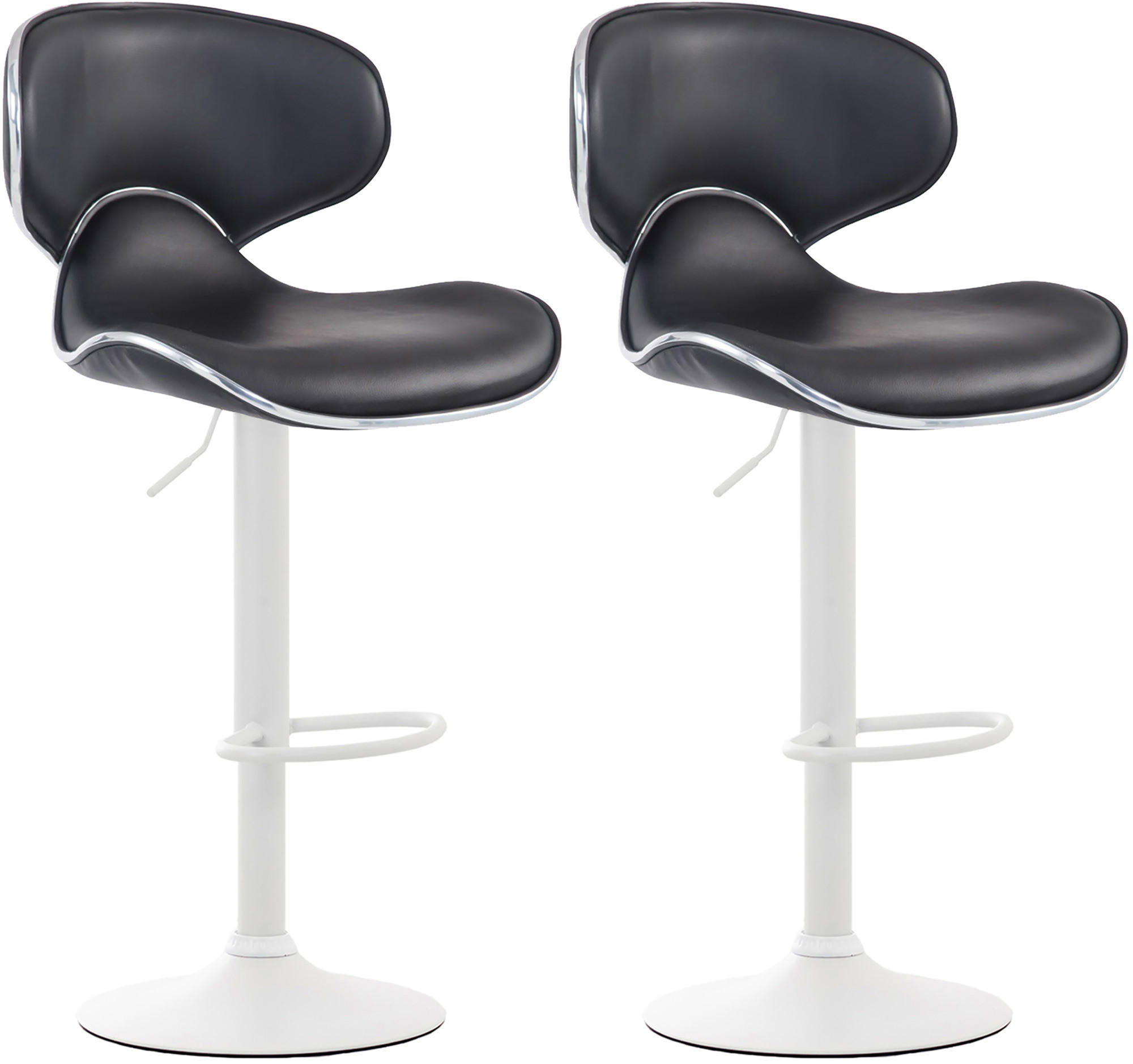 BARHOCKER 2er Set Lederlook schwarz - Schwarz/Weiß, Textil/Metall (46/88/49cm) - CLP
