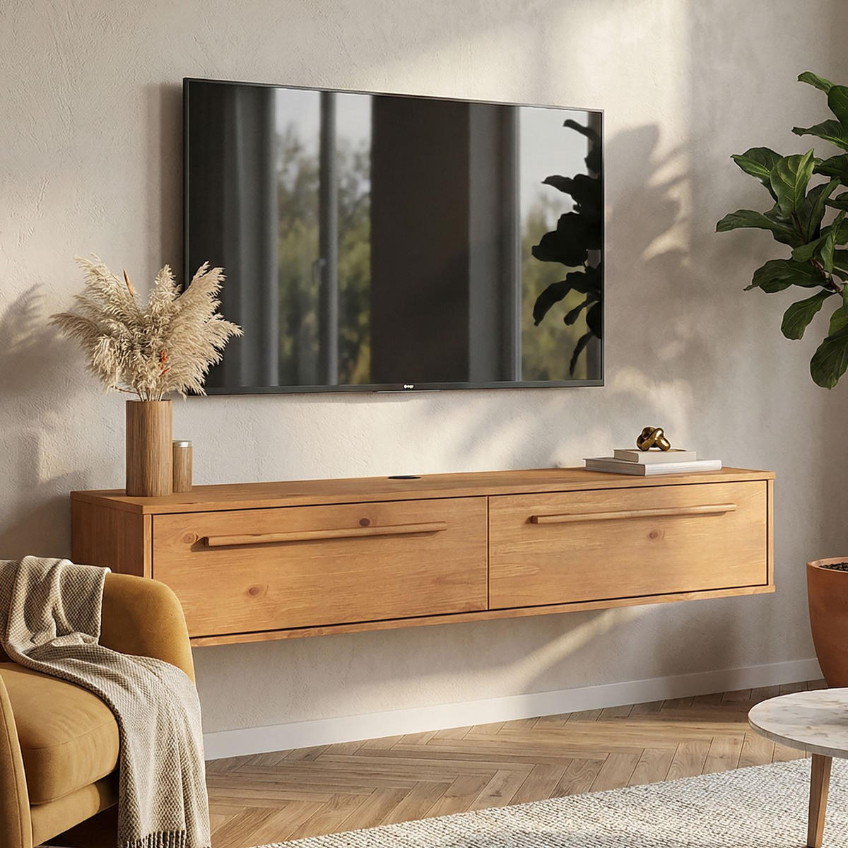 LOWBOARD TECCA Eiche - Eichefarben, Holz (145/26/33cm) - IDIMEX