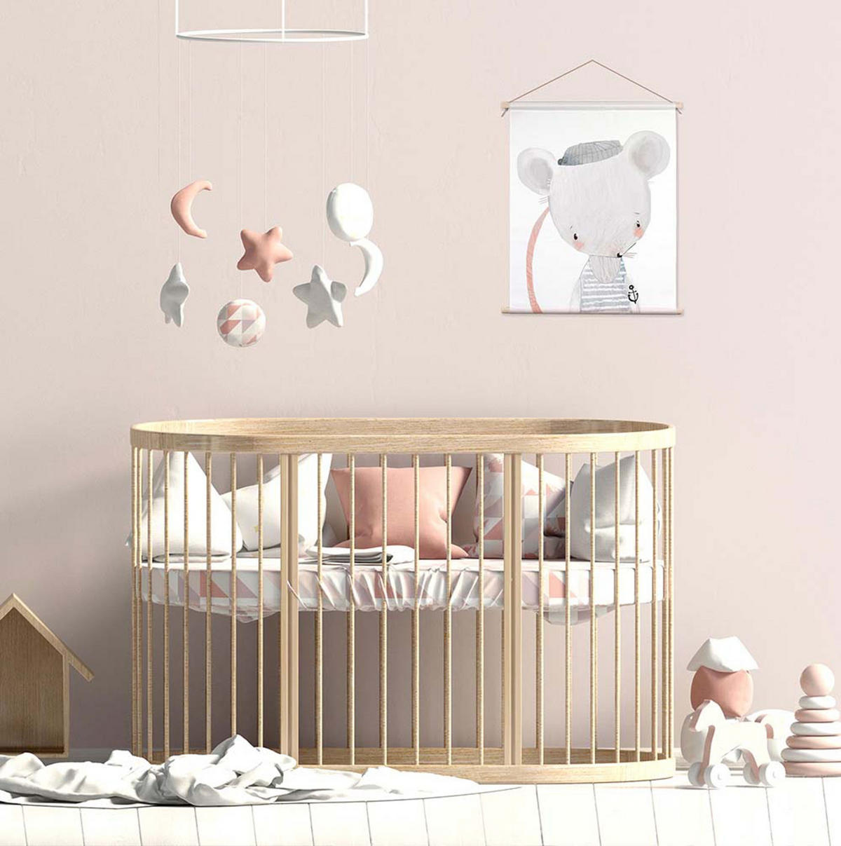 POSTER aus Stoff 40x50 cm Bild Kinderzimmer Maus - Anthrazit, Textil (40/50/2cm) - artissimo