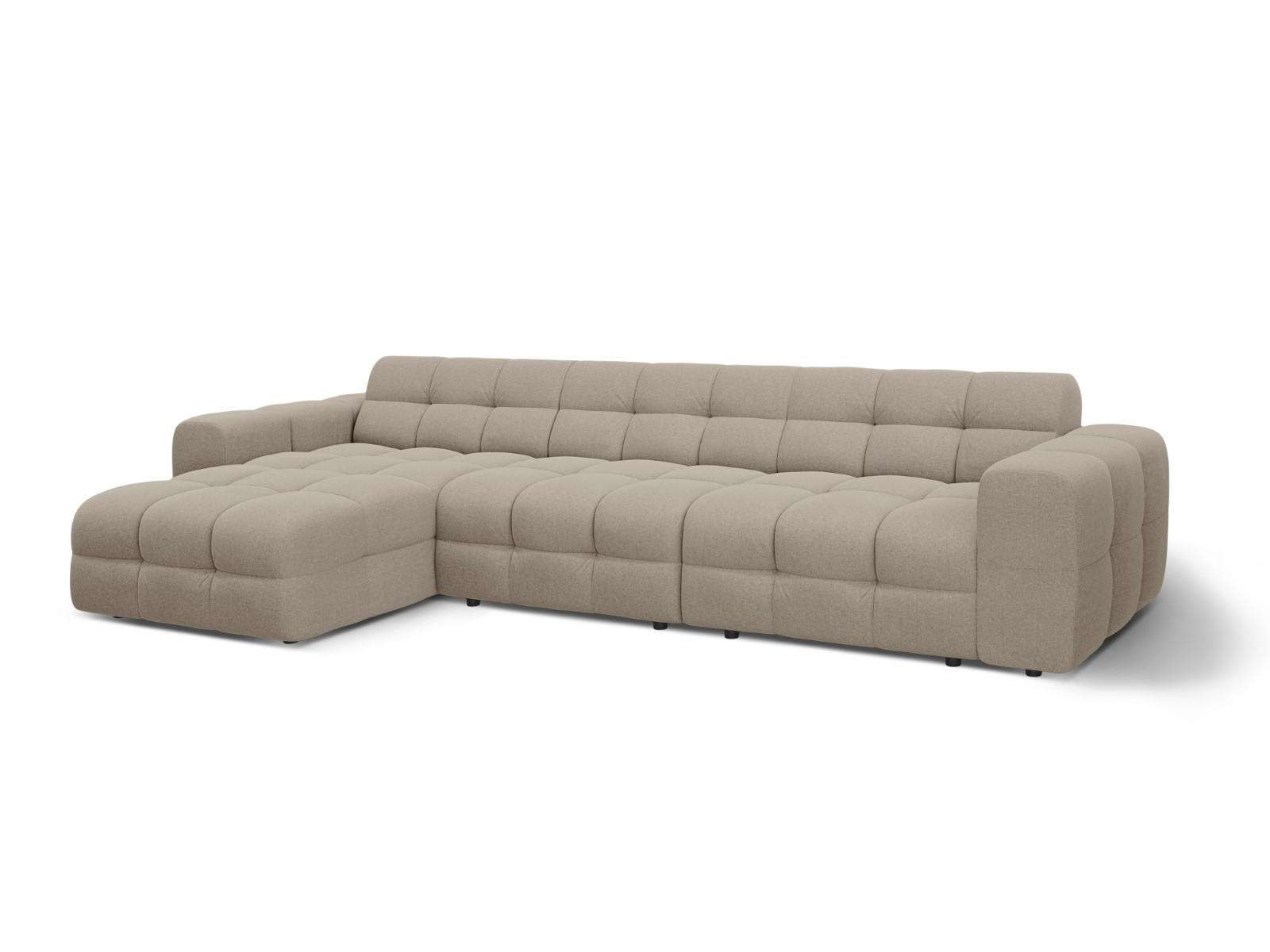 ECKSOFA links Kendal aus strukturiertem Stoff dunkelbeige 5 Sitzplätze - Mokka, Textil (173/357cm) - Micadoni