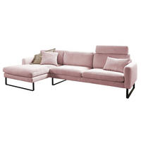ECKSOFA RICARDA Pink Cord - Pink/Schwarz, Textil/Metall (298/154cm) - KAWOLA