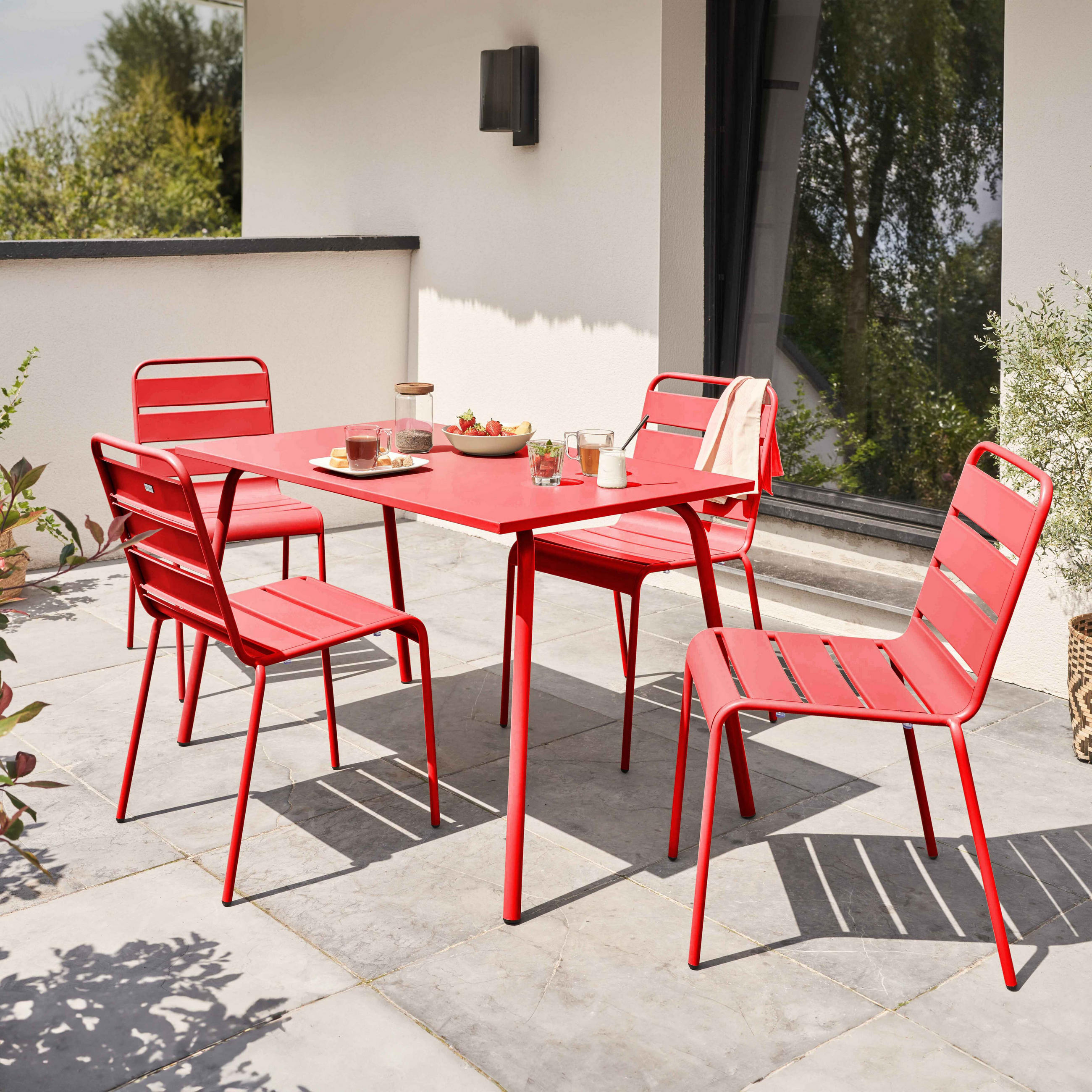 GARTENSET 5-tlg., Rot - Rot, Metall - Oviala