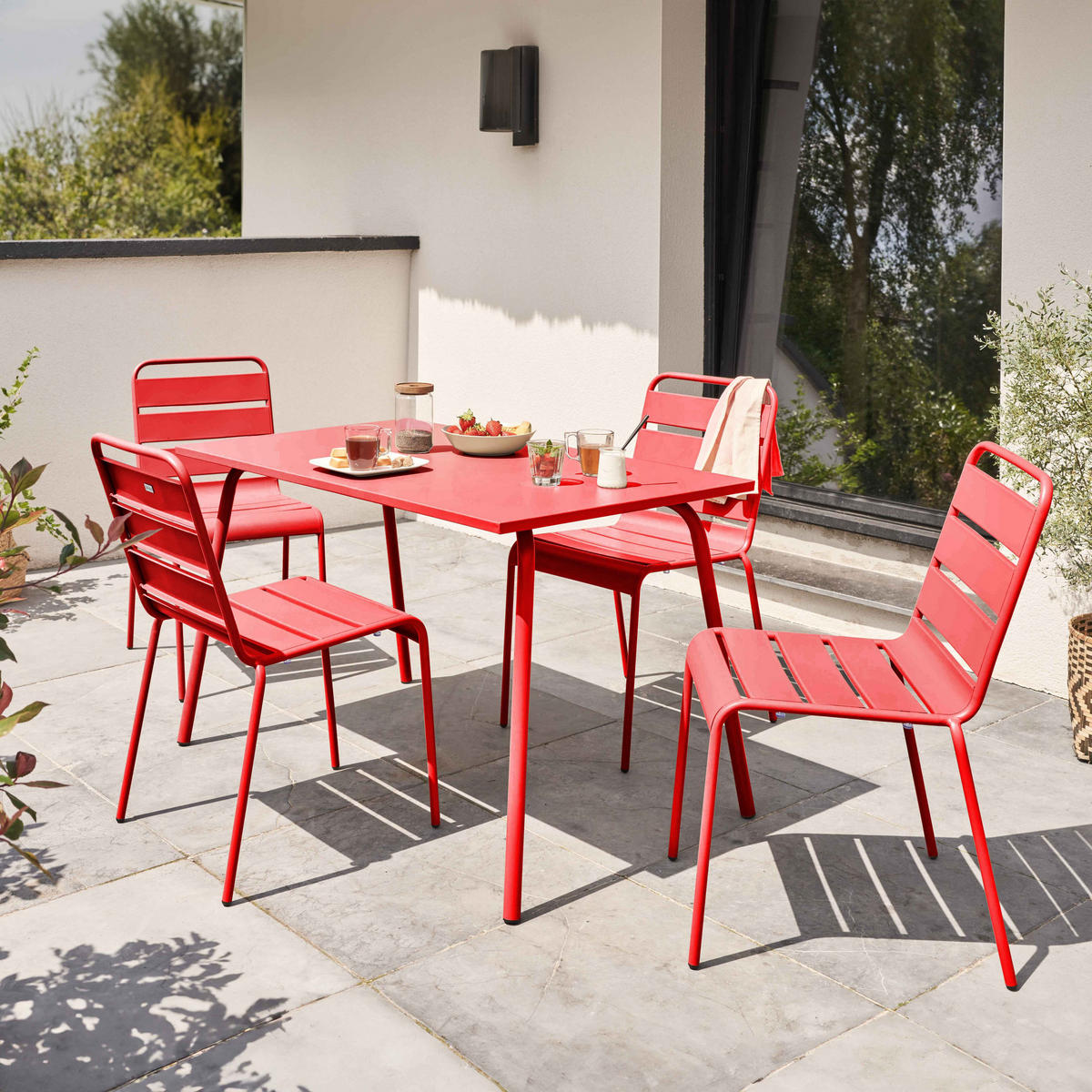 GARTENSET 5-tlg., Rot - Rot, Metall - Oviala