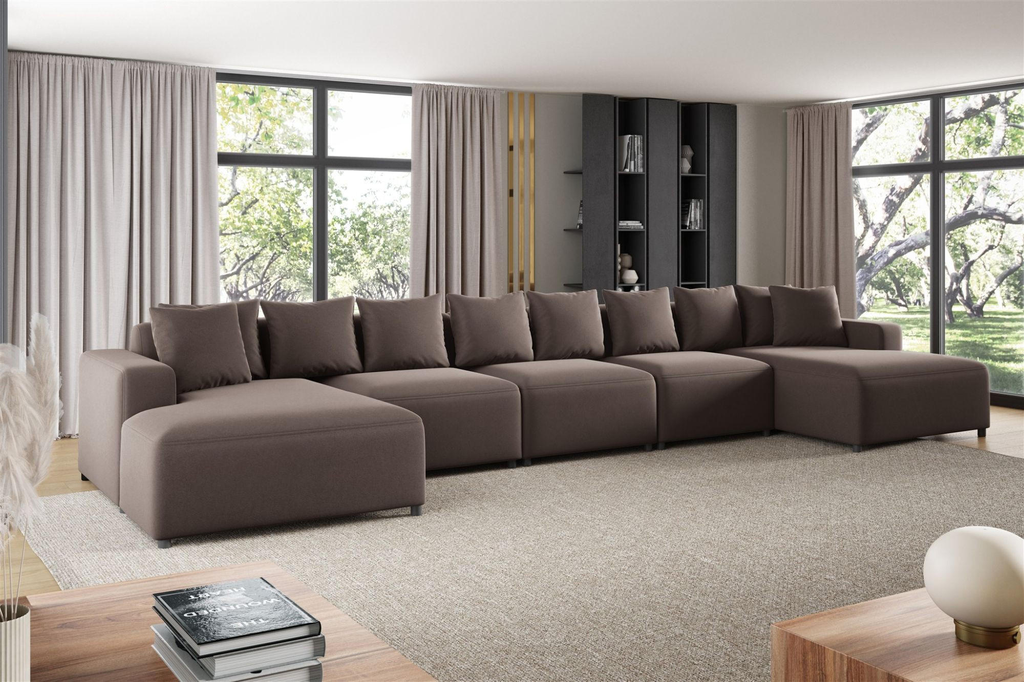 WOHNLANDSCHAFT Megan Xl In Salvador - Braun, Holzwerkstoff/Textil (517/75/165cm) - Fun Möbel