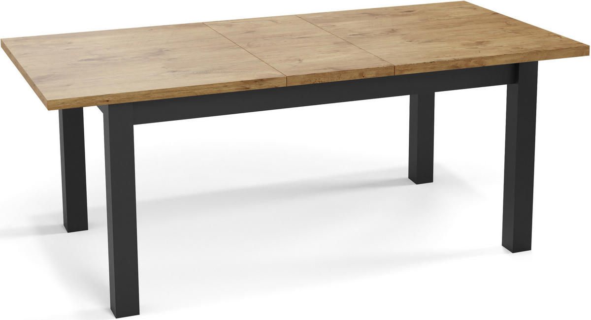 ESSTISCH Davidof rechteckig ausziehbar, Lancelot Eiche 120-160/80/76 cm - Eichefarben/Schwarz, Holz/Holzwerkstoff (120/67/76cm) - WFL GROUP