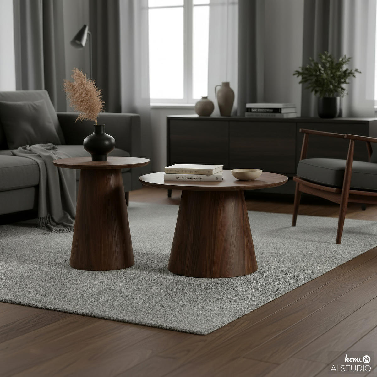 COUCHTISCH-SET - 2-teilig - Eichefarben, Holzwerkstoff (60/60/37cm) - home24