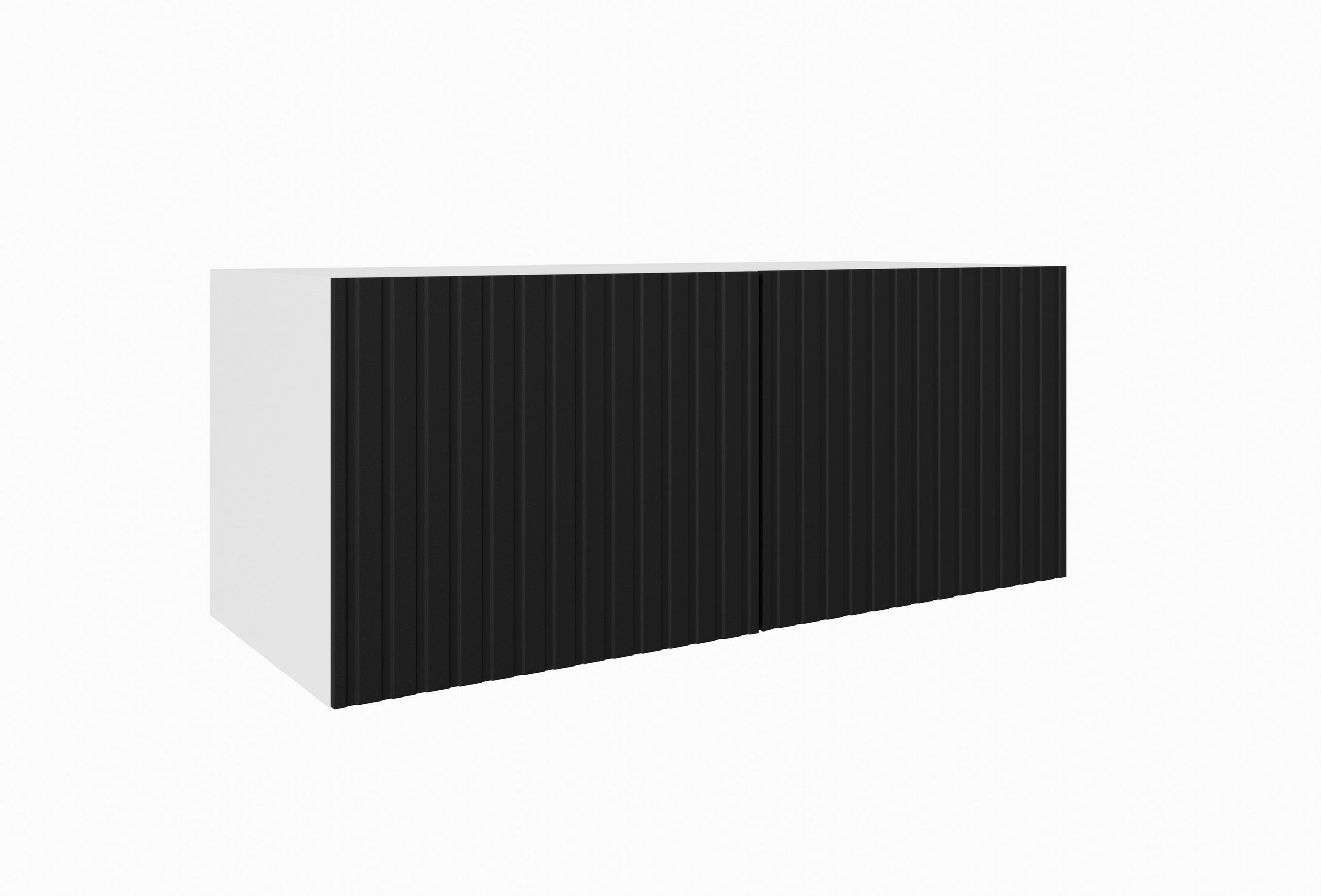 Meblini Tv-Schrank Weiß, Schwarz 100x115x40 cm