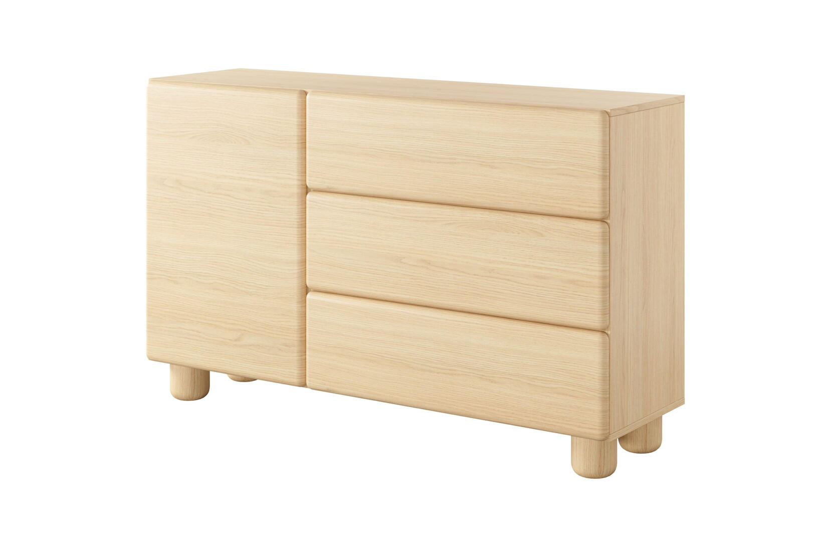 KOMMODE 130 cm Bloom, 3 Schubladen, Eiche Vicenza - Eichefarben, Holz (130/80/38cm) - Emporius