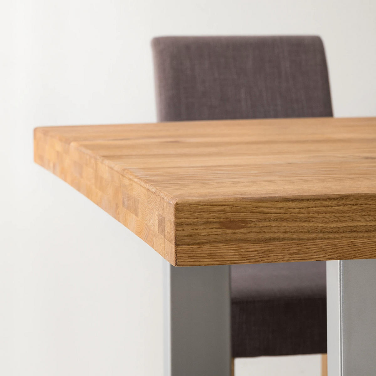 ESSTISCH - Eiche massiv - Braun, Holz/Metall (100/160/75cm) - home24