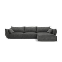 ECKSOFA rechts Kaelle aus Chenille-Stoff dunkelgrau 4 Sitzplätze - Dunkelgrau, Textil (171/308cm) - Micadoni
