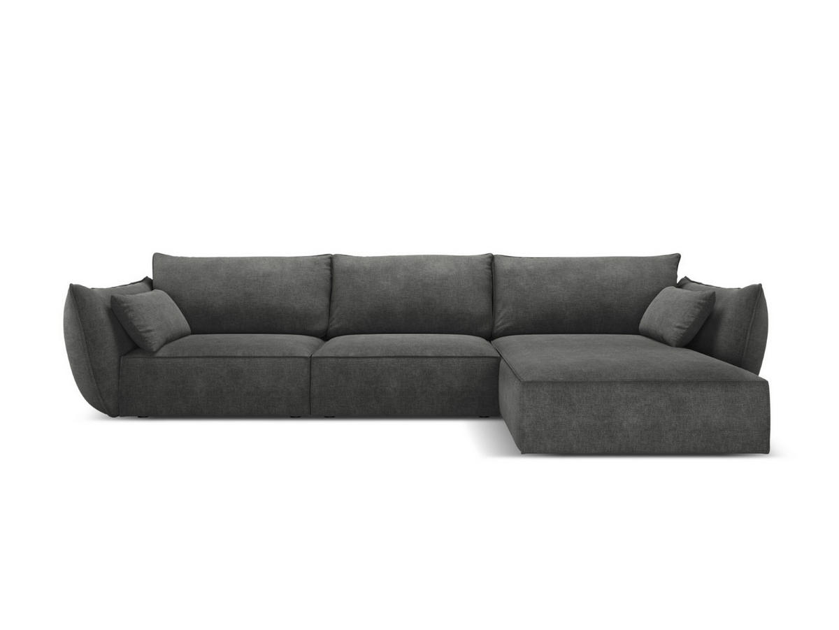 ECKSOFA rechts Kaelle aus Chenille-Stoff dunkelgrau 4 Sitzplätze - Dunkelgrau, Textil (171/308cm) - Micadoni