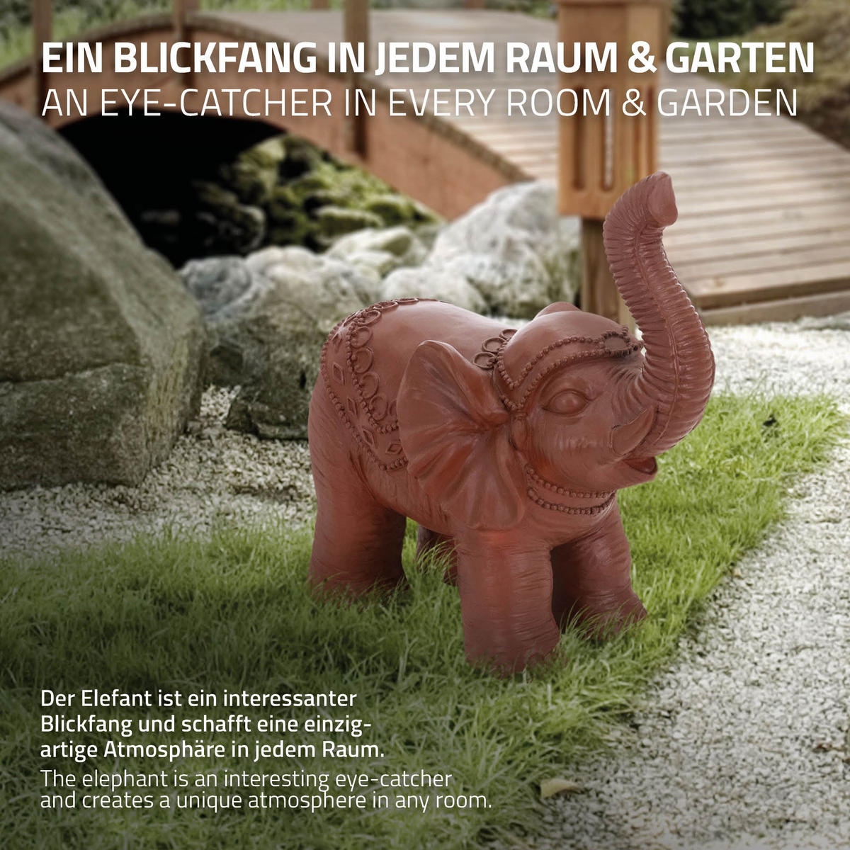 DEKO ELEFANT Figurka hnědá 36x19x39 cm z plastu - hnědá, keramika (19/39/36cm) - ML-DESIGN