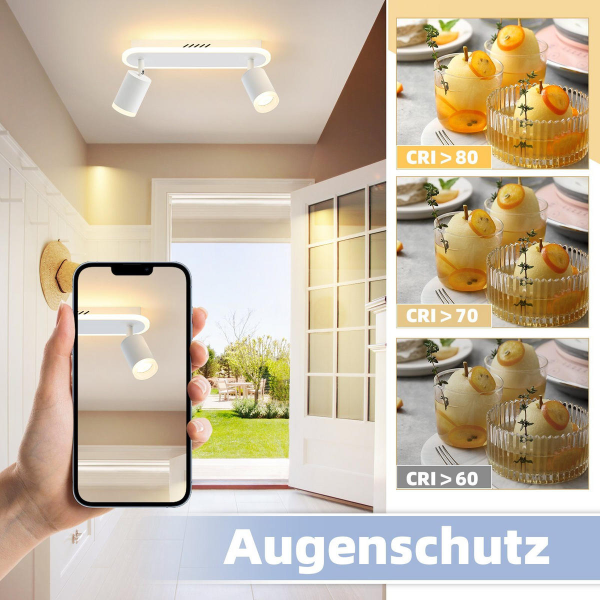LED-DECKENLEUCHTE Lichtelf 2-flammig 33/6/9 cm - Weiß, Kunststoff (33/6/9cm) - Nettlife