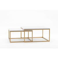 COUCHTISCHEN DUO 2-tlg - Goldfarben/Weiß, Holzwerkstoff (76/76/39cm) - Meblini