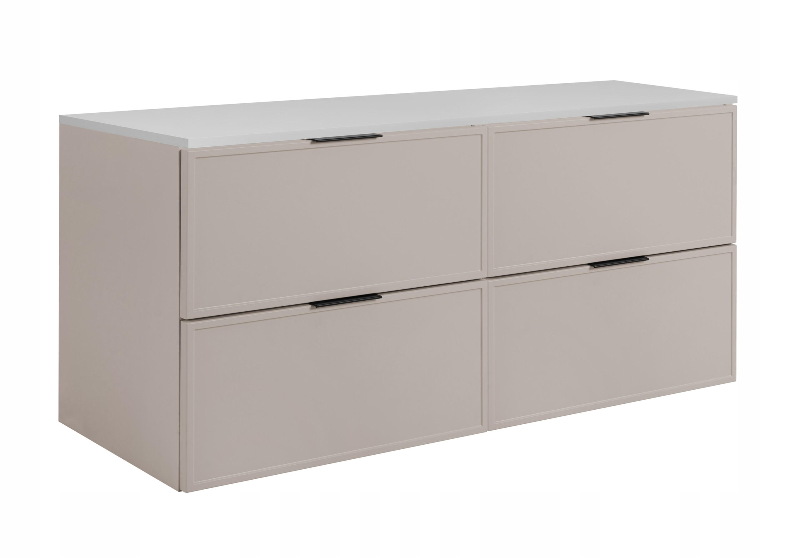WASCHBECKUNTERSCHRANK SLIM 160cm mit Arbeitsplatte Weiß Kaschmir - Kaschmir/Weiß, Holzwerkstoff (160/57/46cm) - Rodan