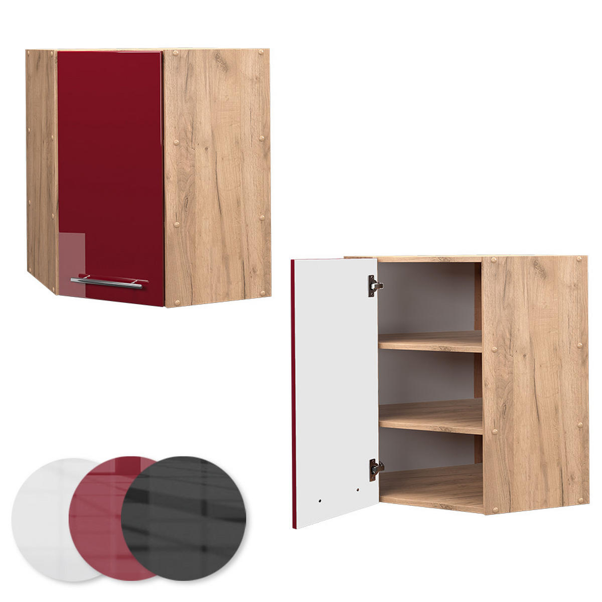 ECKHÄNGESCHRANK Fame-Line Bordeaux Hochglanz 57 cm - Honigeiche/Bordeaux, Holzwerkstoff (57/72/34.1cm) - Vicco