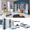 JUGENDZIMMER Space Set B mit Bett 90 x 200 - Weiß-Eiche-Türkis - Türkis/Eichefarben, Holzwerkstoff (135/190/135cm) - QMM TraumMöbel