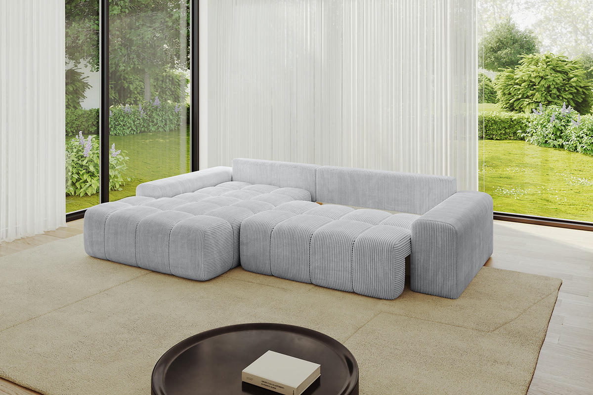 ECKSOFA Ottomane Links ENSI-L - 267x164x88 cm Grau - Grau, Holzwerkstoff/Kunststoff (267/164cm) - ALTDECOR