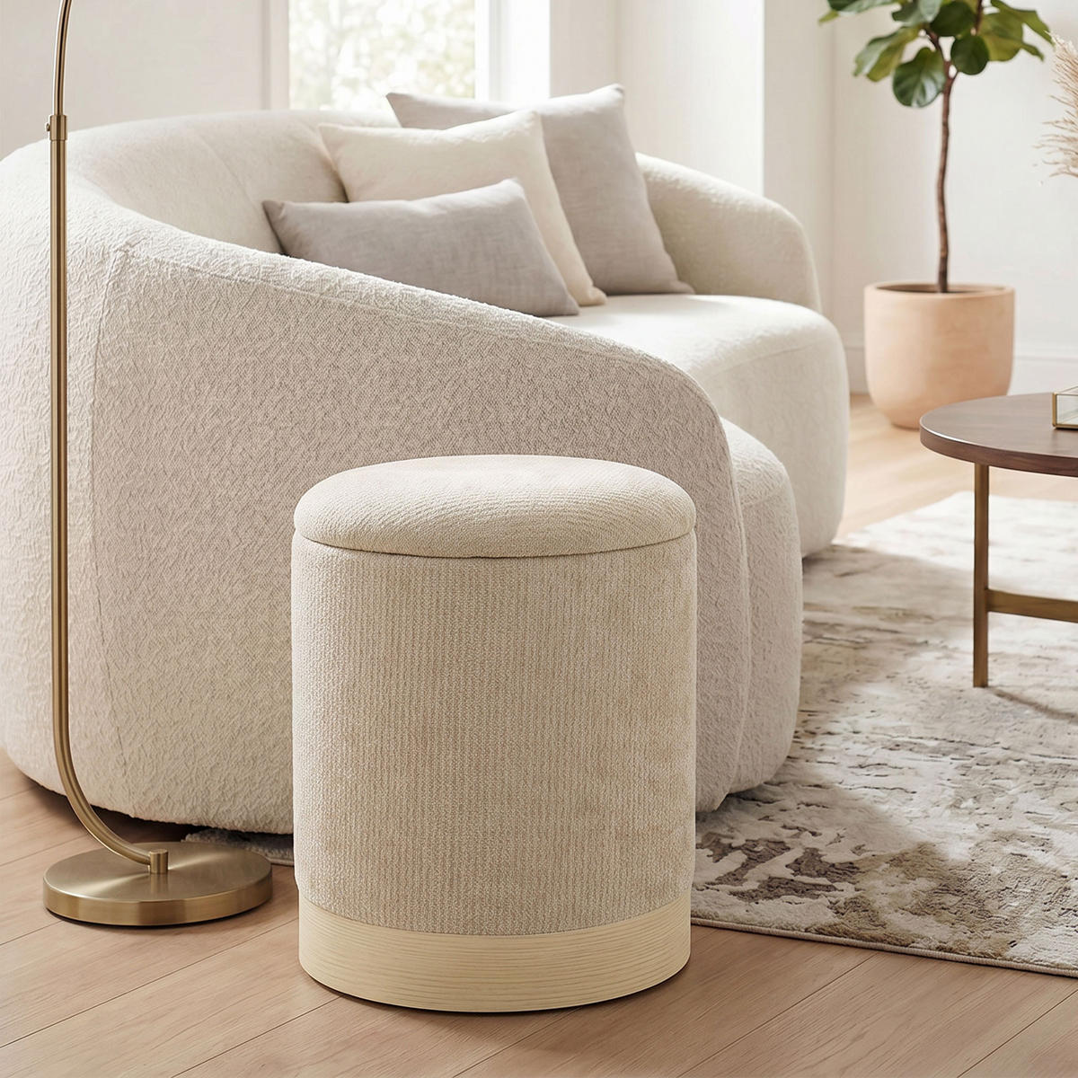 HOCKER PANG-M4T8K2 Beige - Beige, Metall (38/45/38cm) - PANGIVO