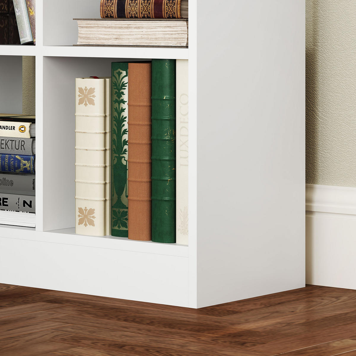 BÜCHERREGAL DE-09382 9 Fächer mit Schublade Weiß - Weiß, Holzwerkstoff (26/158/60cm) - ComfortXL