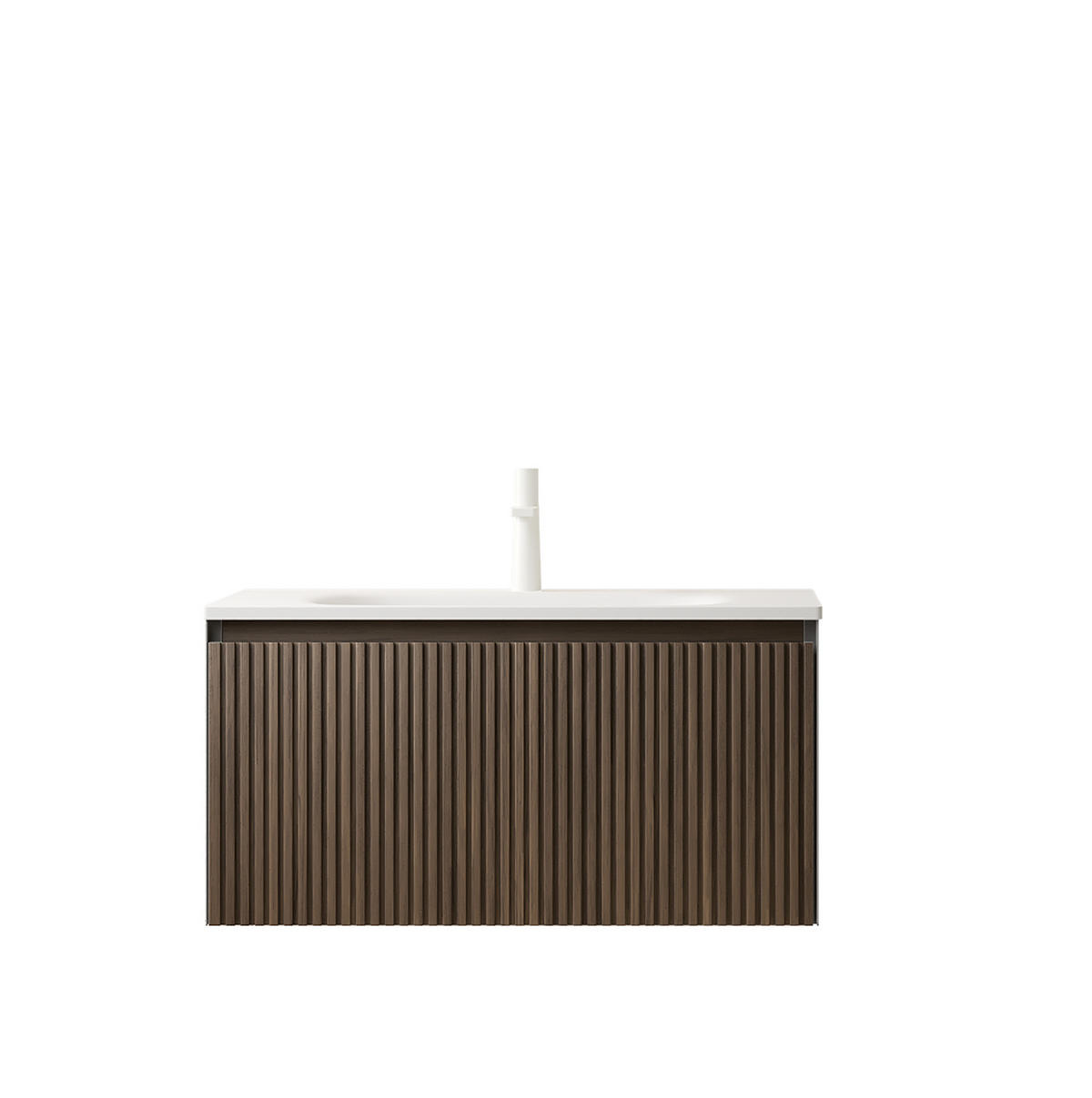 WASCHTISCHKOMBI 80 cm in Brauner Eiche mit Soft-Close-Schublade - Braun, Keramik (80/41.8/46cm) - BEAOK