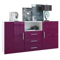SIDEBOARD Skadu Front in Brombeer Hochglanz - Brombeere, Holzwerkstoff (138.5/71.5/35cm) - Vladon