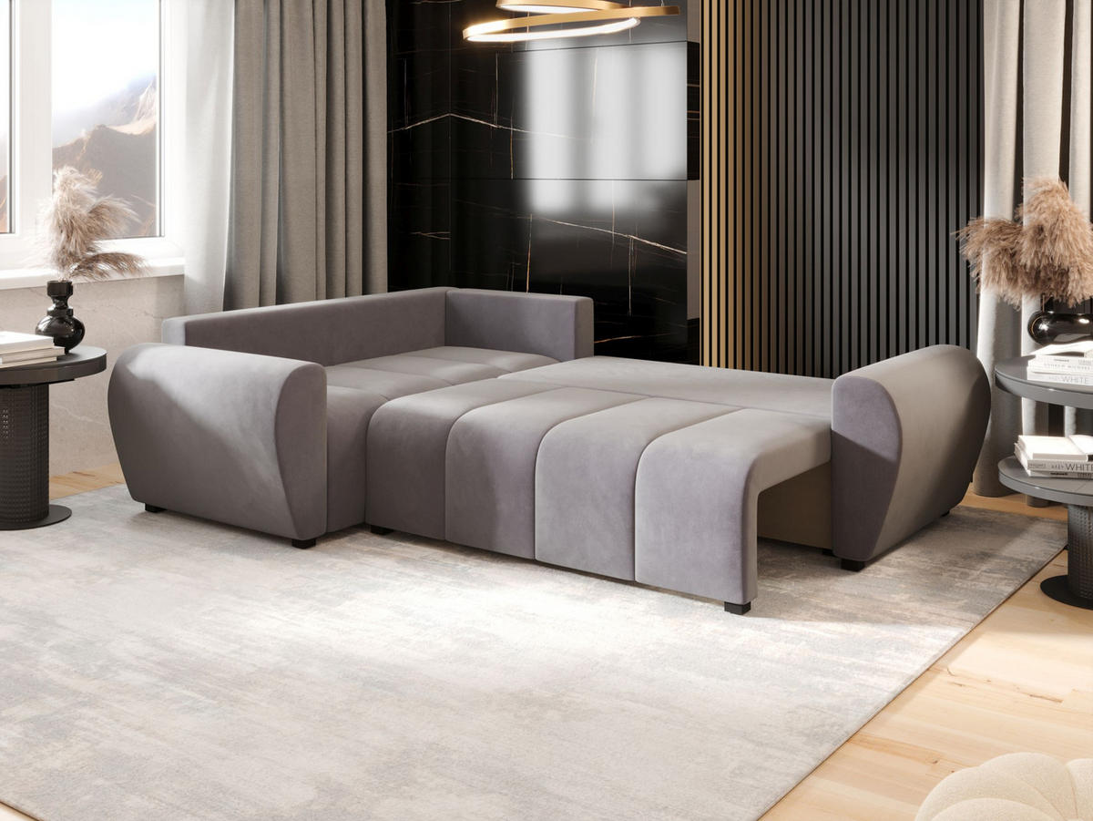 ECKSOFA MOLISA L PLUS Itaka 50 Links mit Schlaffunktion - Grau, Textil (235/175cm) - Bedante