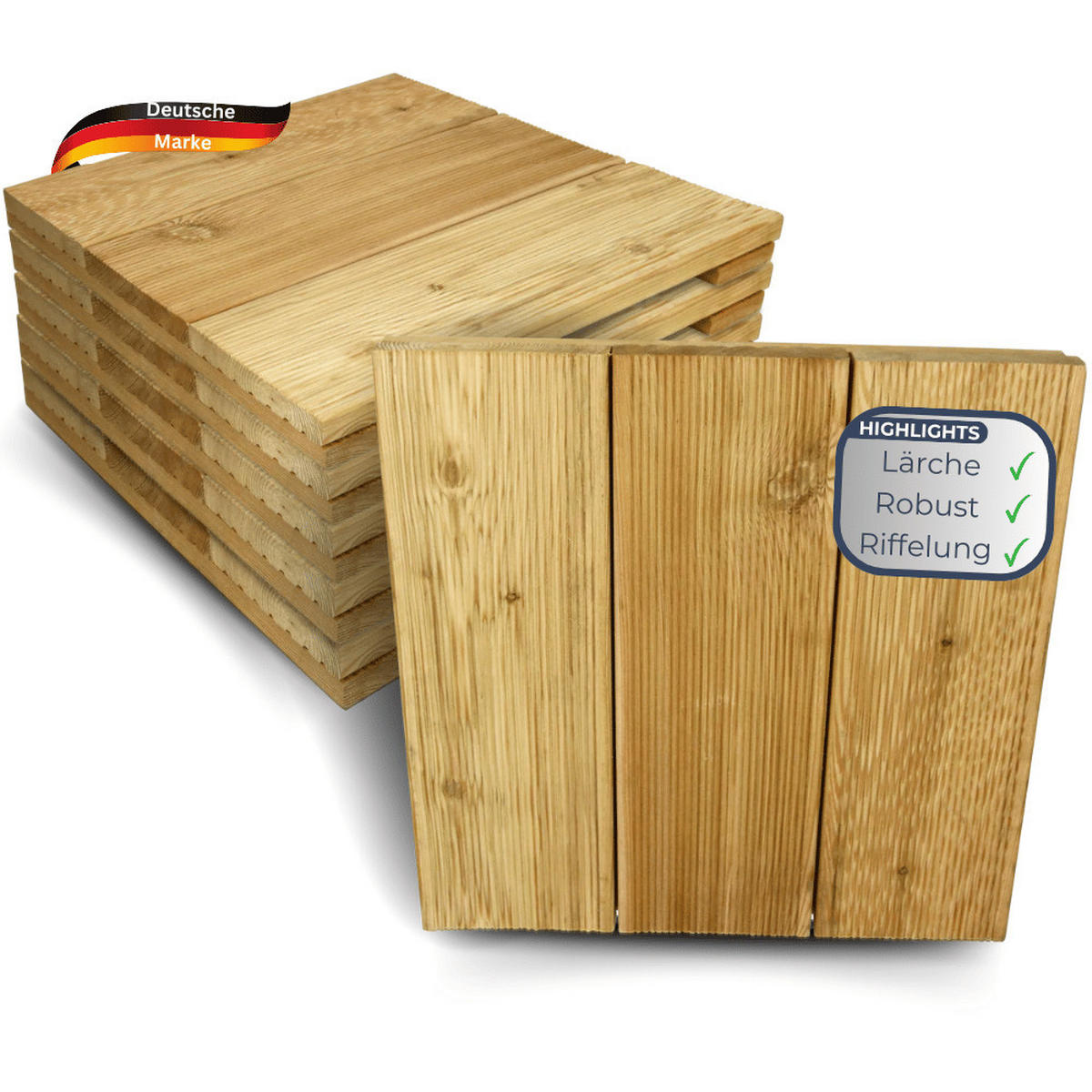 HOLZFLIESE Kiefernholz 47,5x47,5cm Terrassenfliese quadratisch - Braun, Holz (47.5/47.5/3.8cm) - DELUKE