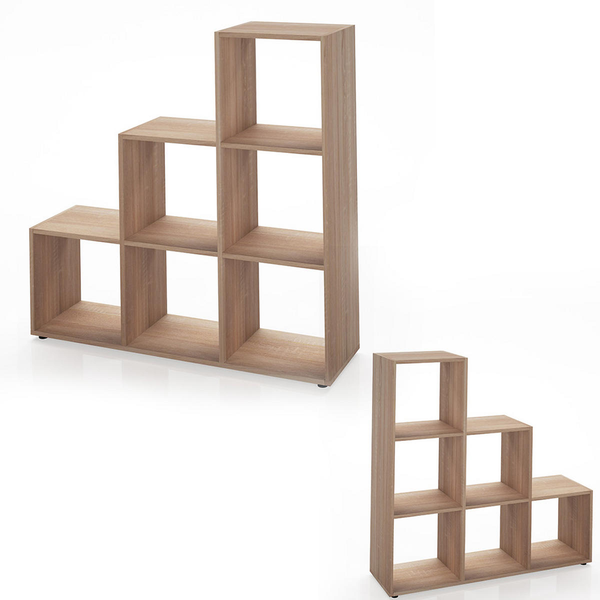 TREPPENREGAL Sonoma 105 x 107.5 cm - Sonoma Eiche, Holzwerkstoff (105/107.5/29cm) - Vicco