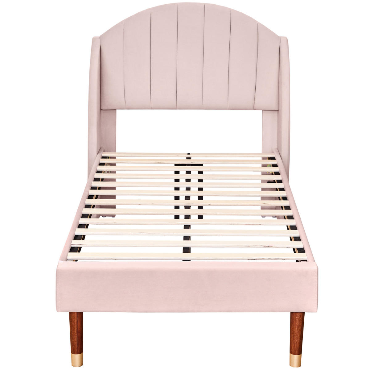POLSTERBETT aus Samt 90x200 cm Rosa mit Lattenrost und gepolstertem Kopfteil - Rosa, Textil (90/200cm) - IVMEU