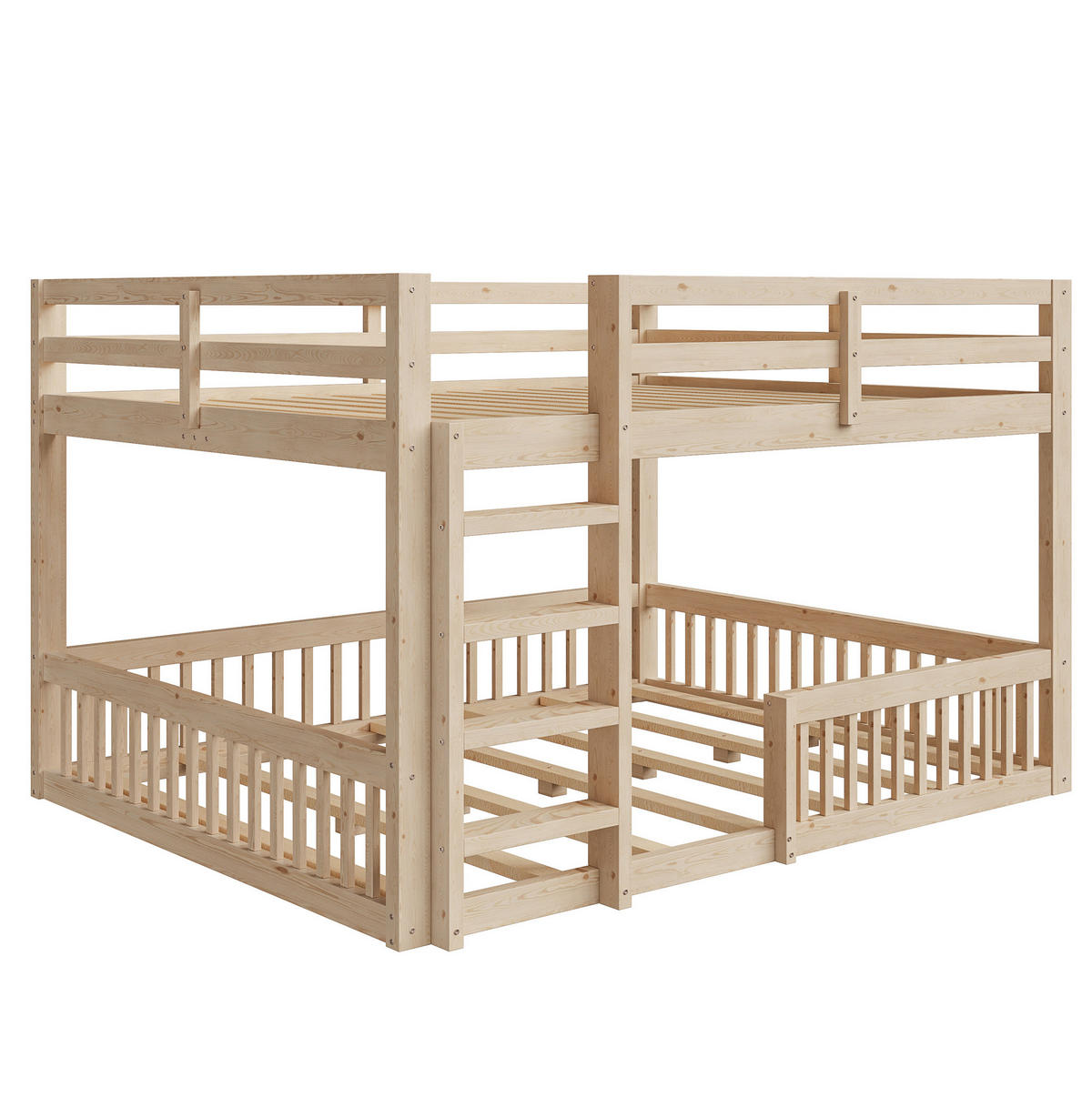 ETAGENBETT 160/200 cm Natürlich mit Schutzgittern aus Massivholz - Naturfarben, Holz (160/200cm) - MIVRAY