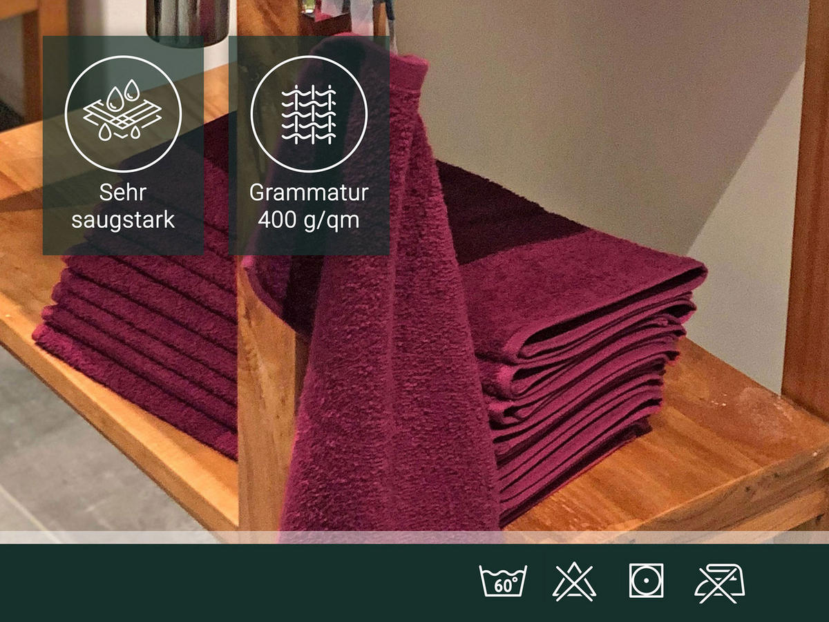 GÄSTETÜCHER, 10er-Set, 30x50 cm, 100% Baumwolle, Rot - Bordeaux, Textil (30/50cm) - Zollner