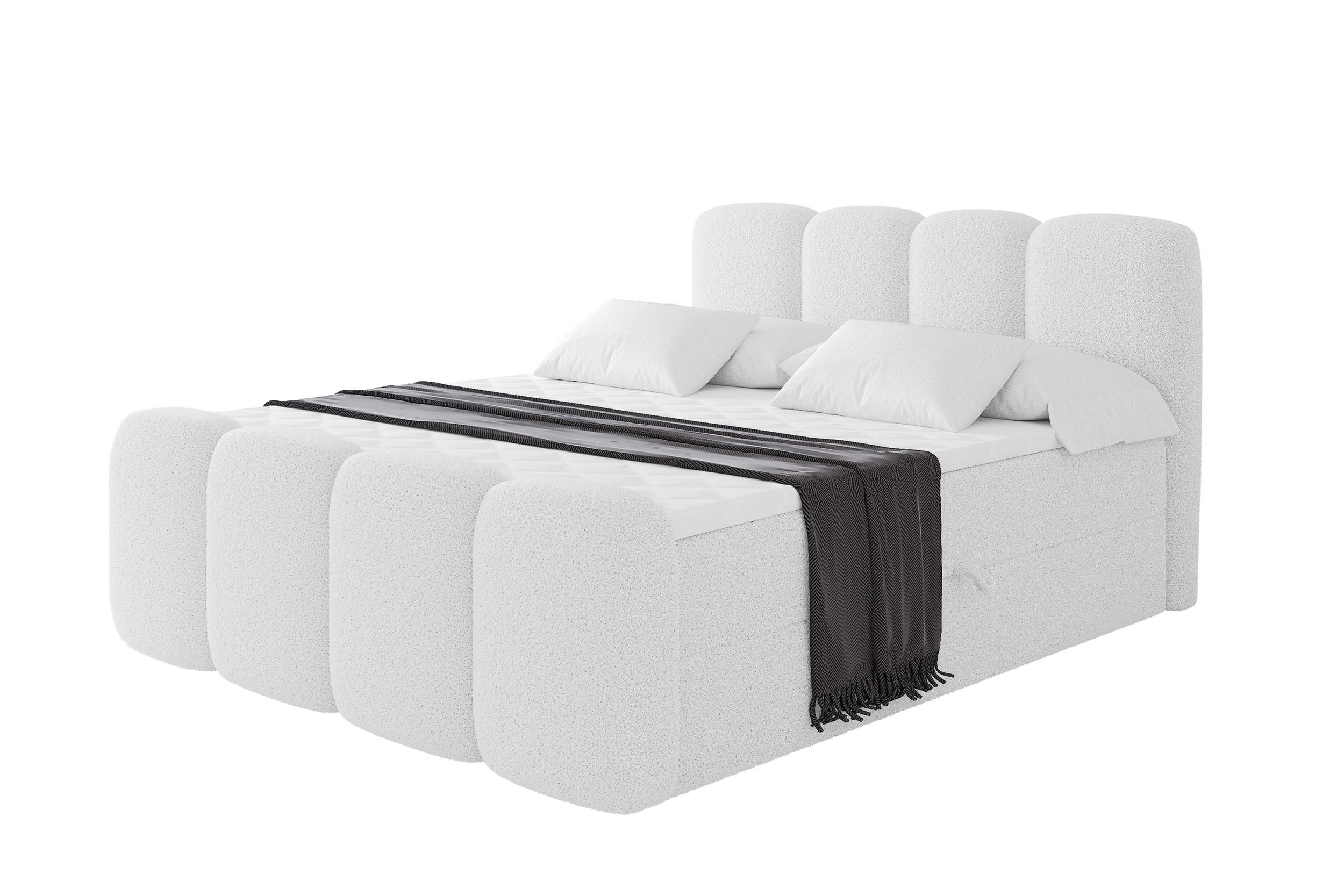 BOXBETT mit Matratze H3 - NINA-Z - 180x200 cm - Weiß - Weiß, Holzwerkstoff (180/200cm) - ALTDECOR
