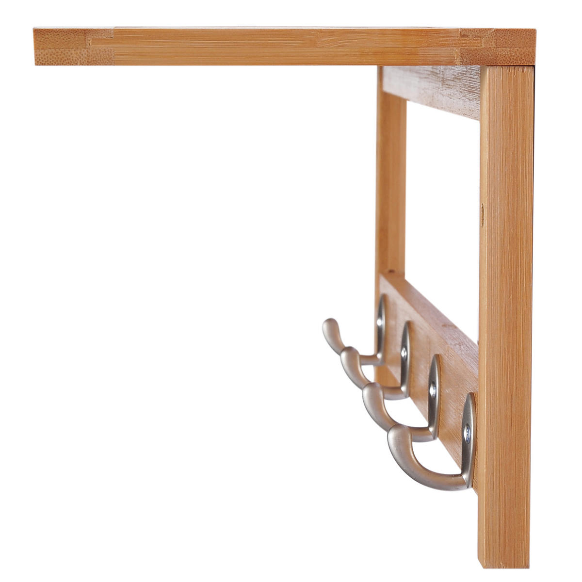 WANDGARDEROBE DE-09575 4 Haken mit Ablage Natur - Naturfarben, Naturmaterialien (50/17.5/16cm) - ComfortXL