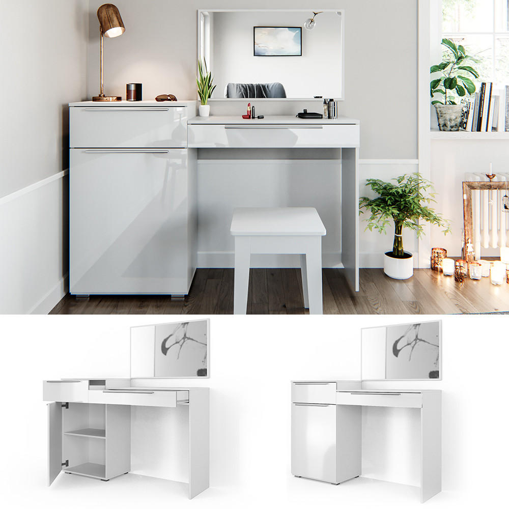 SCHMINKTISCH Lilli Weiß 135 cm - Weiß, Holzwerkstoff (135/90/39cm) - Vicco
