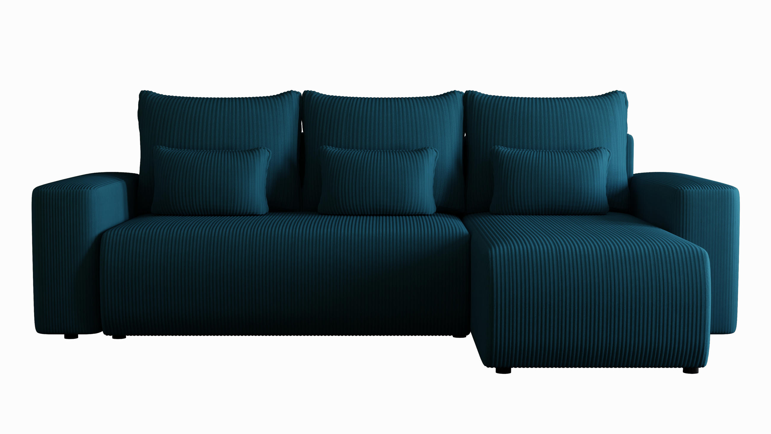 ECKSOFA Travis mit Bettkasten und Schlaffunktion, L-Form, Cord, Universal - Blau, Holzwerkstoff (248/148cm) - 4ALL HOME